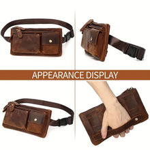 Casual Vintage Genuine Leather Waist Bag, Slim Mobile Phone Bag, Retro Crossbody Bag