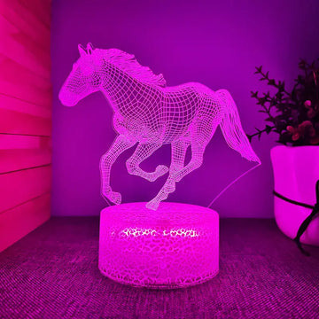 1pc Creative 3D Night Light, Galloping Horse Shape USB Atmosphere Desk Lamp With Touch Button, 6.22"x5.78"