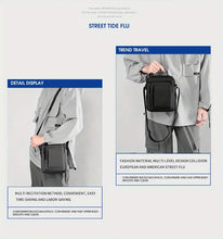 Men's Casual Vertical Small Square Shoulder Bag, Waterproof Nylon Multi-layer Zipper Handbag Crossbody Bag