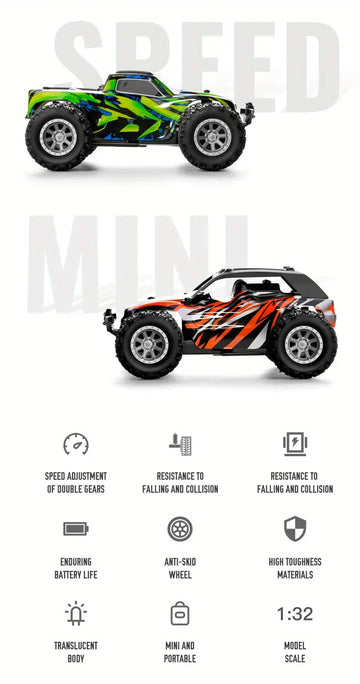 RC Car Toy High Speed Car, Built-in Double LED Light, Car Shell Luminescence, Battery Replaceable Boy Gift