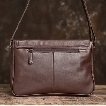 Men's Genuine Leather Crossbody Bag Top Layer Cowhide Chest Bag Large Capacity Satchel Multifunction Diagonal Shoulder Bag For Outdoor Sports Travel Work Flip Messenger Bag