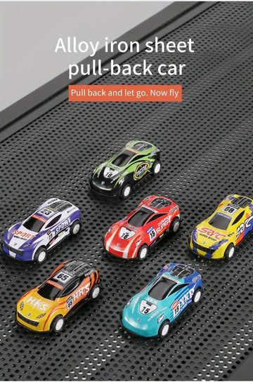 Ejection Mini Slide Alloy Container Car Engineering Car Multi-layer Can Receive Blue Racing Car With 6pcs Small Alloy Car Can Launch Car Inertia Pull-back Baby Birthday Gift Toys