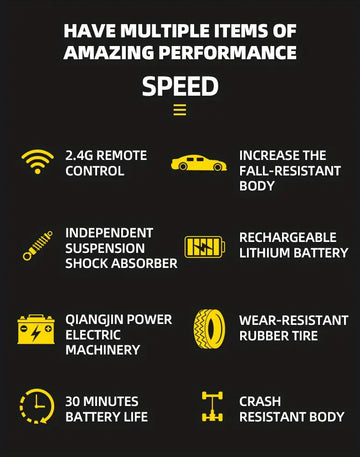 Super Large 1:8 Remote Control High-speed Car, Large Tire 30Km/h 380 High-speed Motor, 30 Minutes Driving Time, 1968.5 Inch/50 Meters Remote Control Distance, 7.4V1500mAh Rechargeable Lithium Battery