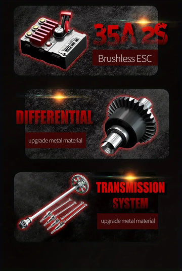 Q117 Full Size Brushless Motor High Speed Vehicle RC 4WD All Terrain 1:16 Off Road Car Racing Model Professional Racing Metal Front And Rear Arms Code Metal Intermediate Transmission Shaft 70KM/H