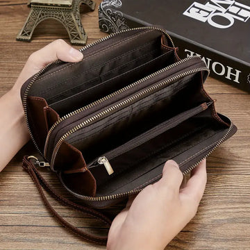 Retro Genuine Leather Handbag: Large Capacity, Multifunctional, and Top Layer Cowhide Wallet for Men!
