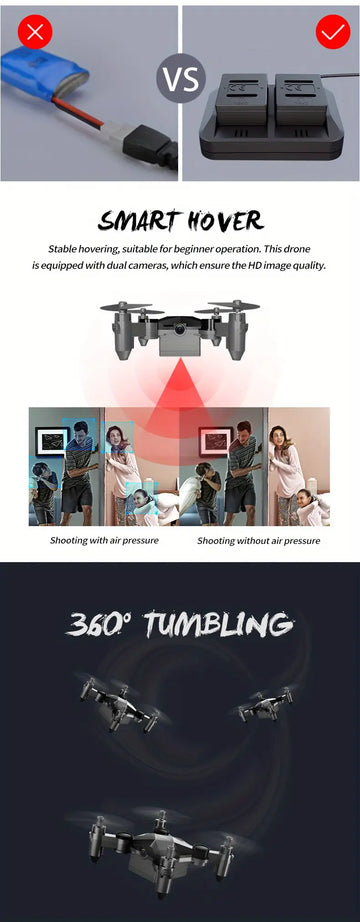 Mini RC Drone With Dual Cameras, Aerial Photography, Speed Control, Headless Mode, One Key Take Off/Landing, Trajectory Flight, Perfect Gift For Kids & Adults