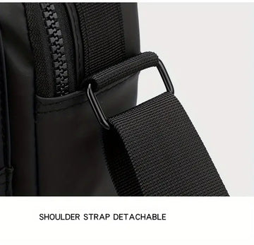 Men's Casual Vertical Small Square Shoulder Bag, Waterproof Nylon Multi-layer Zipper Handbag Crossbody Bag