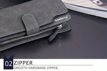 Men's Casual Frosted PU Leather Long Wallet With Card Slots, Zipper Buckle Clutch Wallet