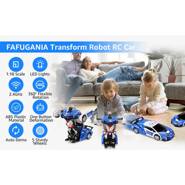 2.4Ghz Long Distance  Remote Control 1:18 Scale Transform RC Car Robot For Kids, One Button Deformation, Police Toy Car With 360 Degree Drifting, Great Toys Gift For  7-11 Years Old Kids Boys Girls