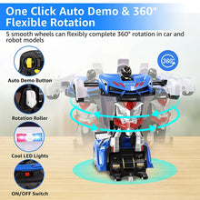 2.4Ghz Long Distance  Remote Control 1:18 Scale Transform RC Car Robot For Kids, One Button Deformation, Police Toy Car With 360 Degree Drifting, Great Toys Gift For  7-11 Years Old Kids Boys Girls