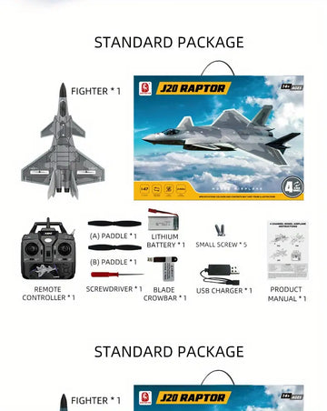 Professional Four-channel Stunt Remote Control Aircraft, Children's Fixed-wing Aircraft Model, Competition Stunt J-20 Fighter Toy Model, Remote Control Aircraft