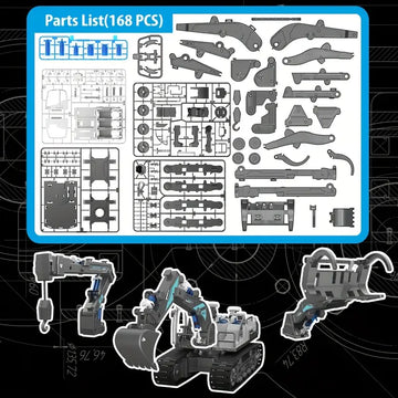 STEM Building Toys 3IN 1 Hydraulic Excavator For Boys Age 8-12, Construction Truck With Wood Loader And Crane Replacement, Science Projects Engineering Vehicle Kits, Kids Gift For Birthday, Christmas