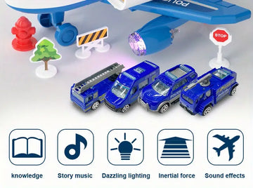 Toy Airplane For Children, Boys, With Puzzle And Durable Large Alloy Car,With Track And Transformable Model, Perfect For Birthday Gifts