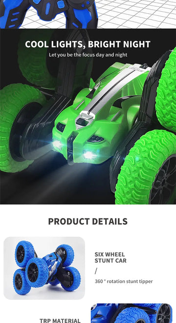 Cross-border New Remote Control Double-sided Sixwheeled Drift Truck Outdoor Hiking Bike With Light Kids Electric Toy Birthday Gift