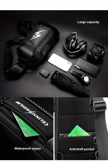 Secure & Stylish Men's Waterproof Chest Bag - Perfect for Travel & Motorcycle Rides!