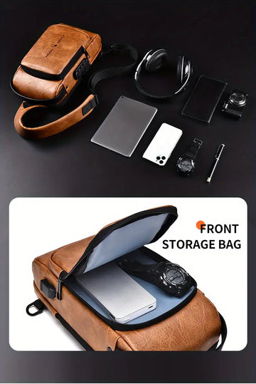 WEIXIER Men's Multifunctional Shoulder Bag: USB Charging, Anti-theft, Perfect Gift for Dad!