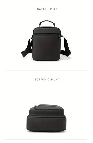 Men's Casual Vertical Small Square Shoulder Bag, Waterproof Nylon Multi-layer Zipper Handbag Crossbody Bag