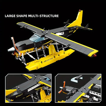 JIESTAR High Tech Cessna 208 Caravan Amphibious Type Plane Twin-rotor Helicopter Aircraft Airplane AV-8II Harrier Attack Aircraft Moc Bricks Technical Model Building Blocks Boys Toys