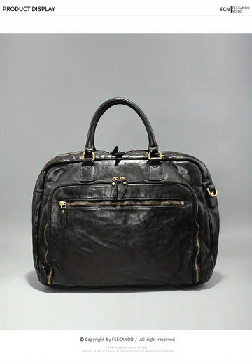 Premium Genuine Leather Men's Briefcase - American Retro Business Casual Bag for the Modern Man