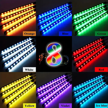 4pcs 48 LED Interior Lights DC 12V Multicolor Music Car Strip Light Under Dash Lighting Kit With Sound Active Function And Wireless Remote Control