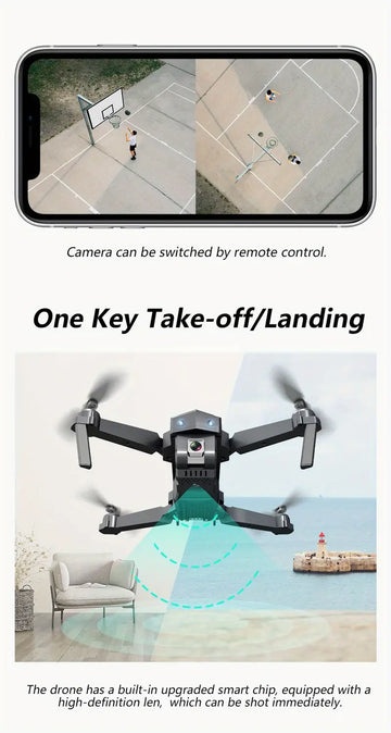 Aerial Photography Drone With 5G Image Transmission, Intelligent Return, Trajectory Flight, Headless Mode, Gesture Photography, One Key Take-off/Landing, Includes Carrying Bag