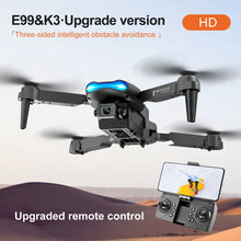 Three-sided Obstacle Avoidance Drone E99 K3 PRO 18 Minutes Battery Life 3.7V1800mAH Rechargeable Battery 5905.51 Inch Remote Control Distance Dual HD Camera Remote Control Quadcopter Children's Toys