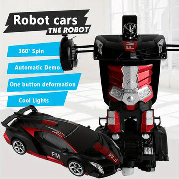 Remote Control Car Transform Car Robot, One Button Deformation To Robot With Flashing Light, 1:18 Scale Transforming Car Kids Toys 360 Degree Rotating Drifting, Toys Gift For Boys Age 4-7 8-12