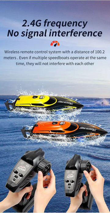 High-speed Speedboat Remote Control Boat 2.4G Anti-interference Race Boat Competition Special Model Rechargeable Children's Water Toy Gift