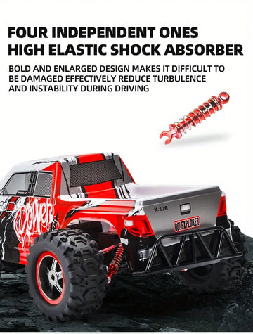 Super Large 1:8 Remote Control High-speed Car, Large Tire 30Km/h 380 High-speed Motor, 30 Minutes Driving Time, 1968.5 Inch/50 Meters Remote Control Distance, 7.4V1500mAh Rechargeable Lithium Battery