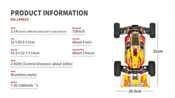 Adult Fast Remote Control Car 75+KMH Hobby Remote Control Truck, Four-wheel Drive Remote Control Car Off-road Racing Car, Electric Car Toy For Adults And Children