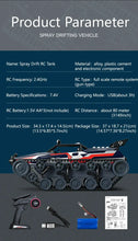 1:12 Scale All Terrain RC Tank With Cool Rear Spray, 30°Climbing Angle, 2.4GHZ High Speed, High Strength Aluminum Alloy Material, Rechargeable Battery, Six Bright Lights, Gifts For Adults And Kids