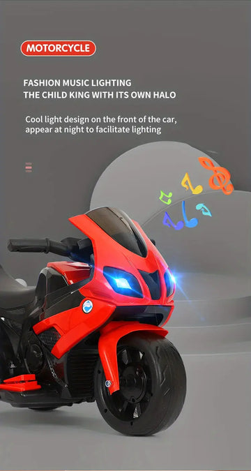 Children's Electric Motorcycle, Baby Riding Toys, Three-wheel Motorcycle, Rechargeable Children's Toys, Suitable For 1-7 Years Old Baby