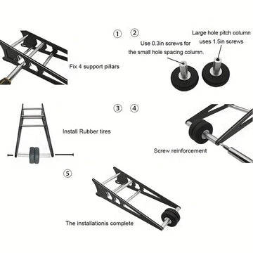 Adjustable Wheelie Bar Kit Aluminum Tail Wheel Head Up Wheel RC Wheelie Bar Kit Assembly Upgrade Parts For 1/10 Traxxas Slash 2WD Rustler Bandit