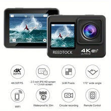 Action Camera With 4K Dual Screen, Underwater Waterproof Camera With Remote Control WiFi Sports Video Recorder Helmet Accessories Kit (without Card)