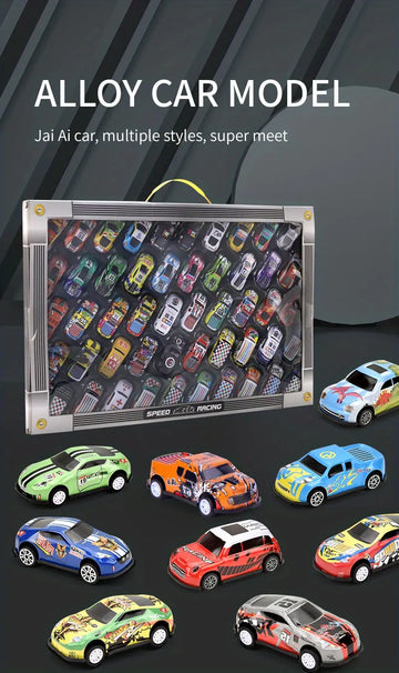 50pcs Alloy Tin Car Model, Engineering Car Set, Children's Toy, Car Gift Box, Gift, Racing Color Box Set For Boy