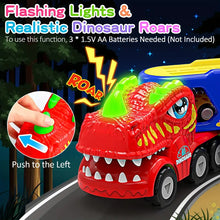 Toys For Boys Girls, 5 In 1 Toy Trucks For Boys With 4 Dinosaur Toy Cars For Toddlers Friction Powered Kids Boy Toys Dinosaur Truck Toys Gifts With Flashing Light & Sound