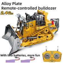 9 Channels Remote Control Bulldozer, 2.4Ghz  RC Construction Vehicle Truck Toys With Alloy Metal Cap, Light.sound, Rechargeable 2 Battery For 3 4 5 6 7 8 Years Old Boys And Girls