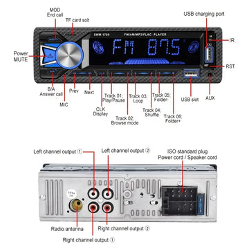 Single 1 Din BT Car MP3 Player 12V In-Dash Remote Control Digital Car Radio Stereo With FM/USB/SD/AUX-IN Colorful Lights