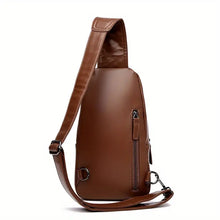 Men's Fashion Simple PU Leather Crossbody Bag, Multifunctional Travel Chest Bag