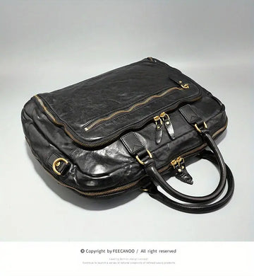 Premium Genuine Leather Men's Briefcase - American Retro Business Casual Bag for the Modern Man