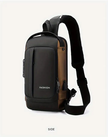 Waterproof Men's Casual Chest Bag With Combination Lock Anti-theft Waist Bag Outdoor Sports Shoulder Bag