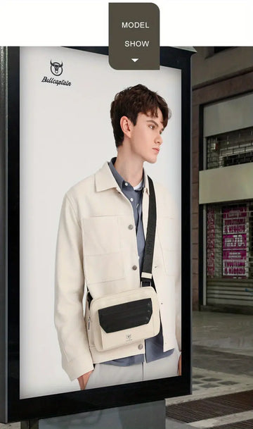 New Casual Men's Satchel Fashionable Boys Handsome One-shoulder Messenger Bag Multi-functional Use Of Waist Bag Horizontal Locomotive Camera Ipad 10inch Shoulder Bag