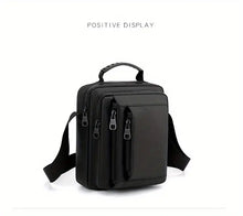 Men's Casual Vertical Small Square Shoulder Bag, Waterproof Nylon Multi-layer Zipper Handbag Crossbody Bag