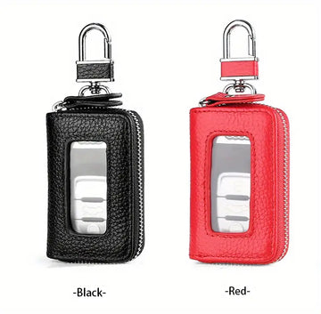 Leather Car Key Case Business Key Shell Waist Hanging Zipper Key Protection Case Car Key Leather Case Smart One-button Start Remote Control Key Case