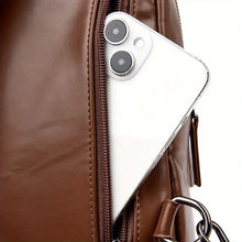 Men's Fashion Simple PU Leather Crossbody Bag, Multifunctional Travel Chest Bag