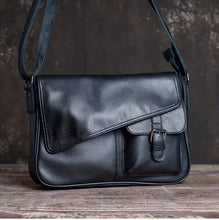 Men's Genuine Leather Crossbody Bag Top Layer Cowhide Chest Bag Large Capacity Satchel Multifunction Diagonal Shoulder Bag For Outdoor Sports Travel Work Flip Messenger Bag