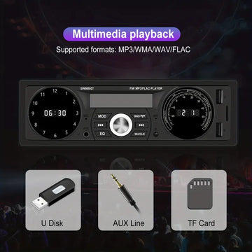 Single 1 Din Car Player Remote Control Digital BT 5.1 Audio Music Stereo With USB With SD With AUX-IN