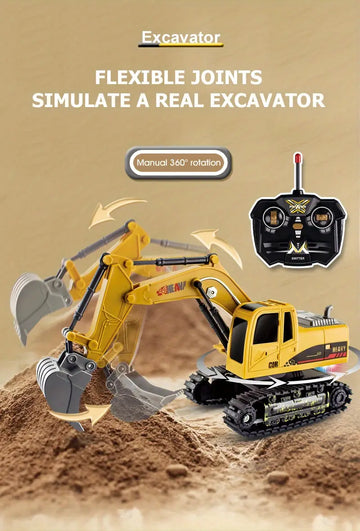 1:24 27MHz Five-Way Lighted Remote Control Crawler Excavator 2.4G To Frequency Construction Vehicle