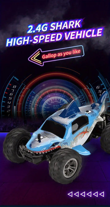 New Arrival 9040-10E, 1:18 Remote Control High-speed Car Shark Shape 12km/h 2.4GHz 1181.1inch Remote Control Distance Children's Toys Children's Gifts (Battery Self-backing)