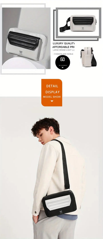 New Casual Men's Satchel Fashionable Boys Handsome One-shoulder Messenger Bag Multi-functional Use Of Waist Bag Horizontal Locomotive Camera Ipad 10inch Shoulder Bag
